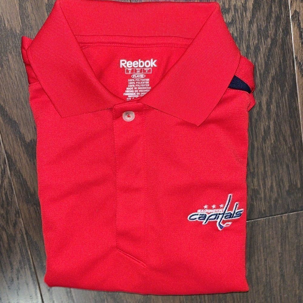 Red Washington Capitals NHL Eastern Division shield play dry golf polo shirt L